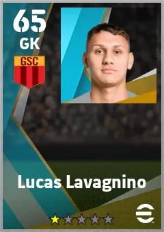 Lucas Lavagnino eFootball 2026 player card — 65 OVR GK