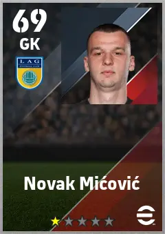 Novak Micovic eFootball 2026 player card — 69 OVR GK