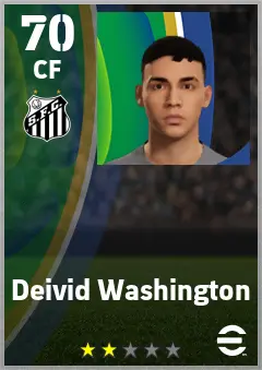 Deivid Washington eFootball 2026 player card — 70 OVR CF