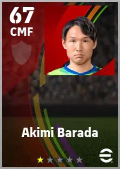 Akimi Barada eFootball 2026 player card — 67 OVR CMF