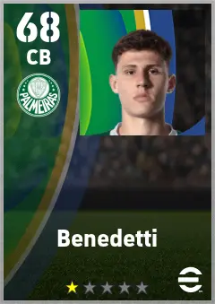Benedetti eFootball 2026 player card — 68 OVR CB