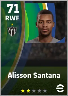 Alisson Santana eFootball 2026 player card — 71 OVR RWF