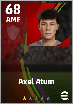Axel Atum eFootball 2026 player card — 68 OVR AMF