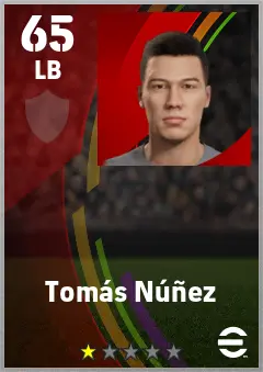 Tomas Nunez eFootball 2026 player card — 65 OVR LB
