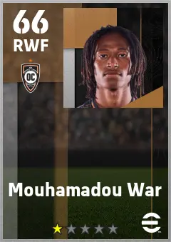 Mouhamadou War eFootball 2026 player card — 66 OVR RWF