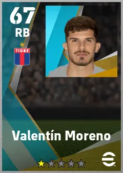 Valentin Moreno eFootball 2026 player card — 67 OVR RB