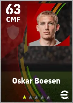 Oskar Boesen eFootball 2026 player card — 63 OVR CMF