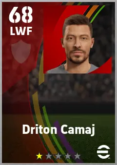 Driton Camaj eFootball 2026 player card — 68 OVR LWF