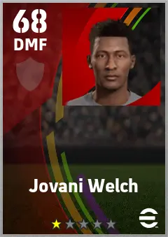 Jovani Welch eFootball 2026 player card — 68 OVR DMF