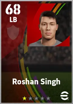 Roshan Singh eFootball 2026 player card — 68 OVR LB