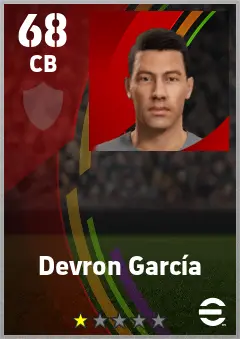 Devron Garcia eFootball 2026 player card — 68 OVR CB