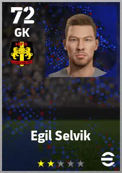 Egil Selvik eFootball 2026 player card — 72 OVR GK