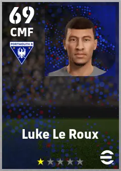 Luke Le Roux eFootball 2026 player card — 69 OVR CMF