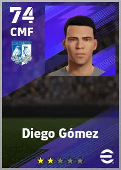 Diego Gomez eFootball 2026 player card — 74 OVR CMF