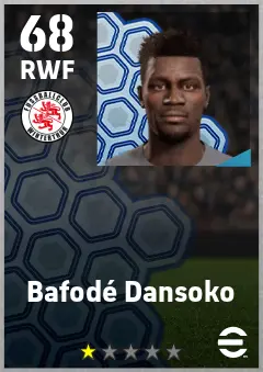 Bafode Dansoko eFootball 2026 player card — 68 OVR RWF
