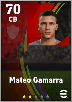 Mateo Gamarra eFootball 2026 player card — 70 OVR CB