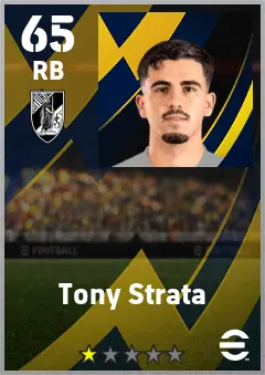 Tony Strata eFootball 2026 player card — 65 OVR RB