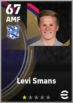 Levi Smans eFootball 2026 player card — 67 OVR AMF