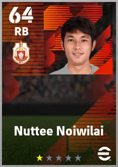 Nuttee Noiwilai eFootball 2026 player card — 64 OVR RB