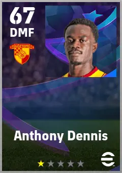 Anthony Dennis eFootball 2026 player card — 67 OVR DMF