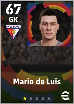 Mario de Luis eFootball 2026 player card — 67 OVR GK