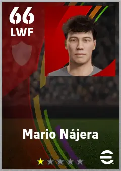 Mario Najera eFootball 2026 player card — 66 OVR LWF