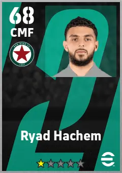 Ryad Hachem eFootball 2026 player card — 68 OVR CMF