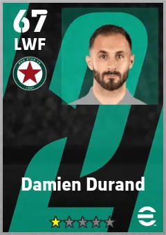 Damien Durand eFootball 2026 player card — 67 OVR LWF