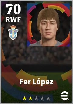 Fer Lopez eFootball 2026 player card — 70 OVR RWF