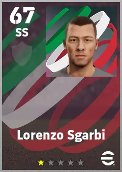 Lorenzo Sgarbi eFootball 2026 player card — 67 OVR SS