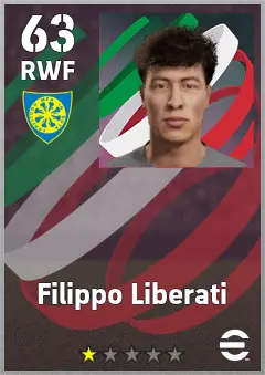 Filippo Liberati eFootball 2026 player card, 63 OVR RWF