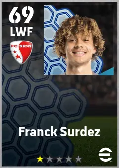 Franck Surdez eFootball 2026 player card — 69 OVR LWF