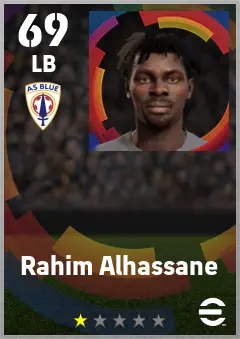 Rahim Alhassane eFootball 2026 player card — 69 OVR LB