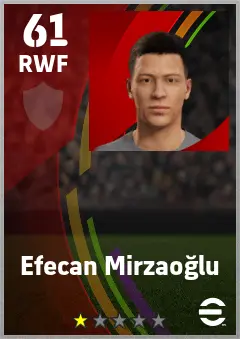Efecan Mirzaoglu eFootball 2026 player card — 61 OVR RWF