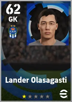 Lander Olasagasti eFootball 2026 player card — 62 OVR GK