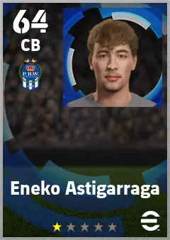 Eneko Astigarraga eFootball 2026 player card — 64 OVR CB