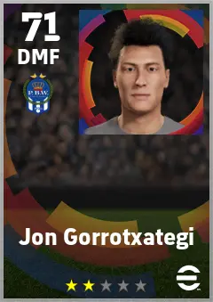 Jon Gorrotxategi eFootball 2026 player card — 71 OVR DMF