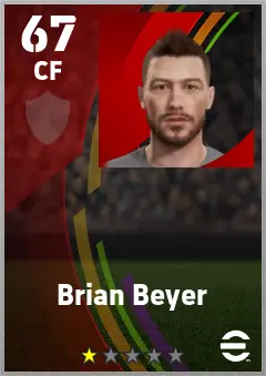 Brian Beyer eFootball 2026 player card — 67 OVR CF