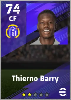 Thierno Barry eFootball 2026 player card — 74 OVR CF