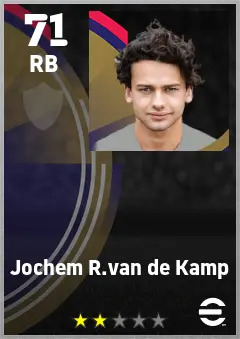 Jochem R.van de Kamp eFootball 2026 player card — 71 OVR RB