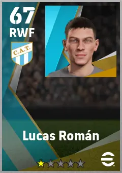 Lucas Roman eFootball 2026 player card — 67 OVR RWF