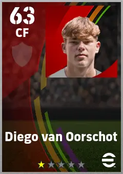 Diego van Oorschot eFootball 2026 player card — 63 OVR CF