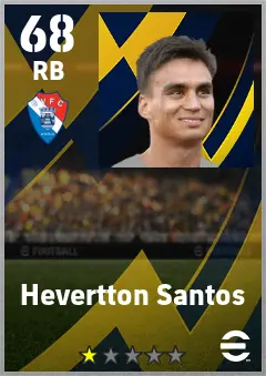 Hevertton Santos eFootball 2026 player card — 68 OVR RB