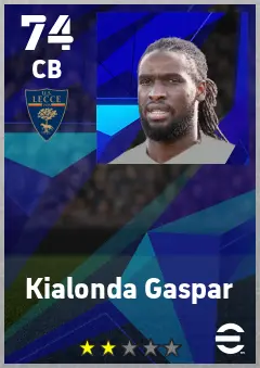 Kialonda Gaspar eFootball 2026 player card — 74 OVR CB