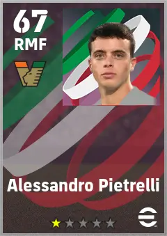 Alessandro Pietrelli eFootball 2026 player card — 67 OVR RMF