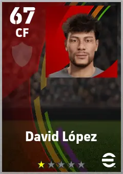 David Lopez eFootball 2026 player card — 67 OVR CF
