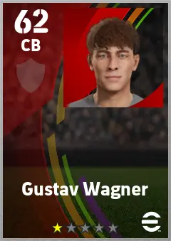 Gustav Wagner eFootball 2026 player card — 62 OVR CB