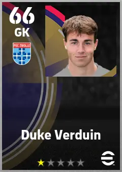 Duke Verduin eFootball 2026 player card — 66 OVR GK