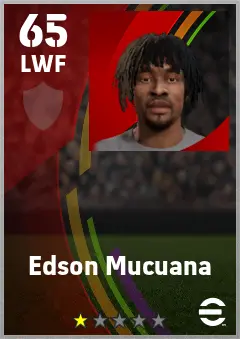 Edson Mucuana eFootball 2026 player card — 65 OVR LWF