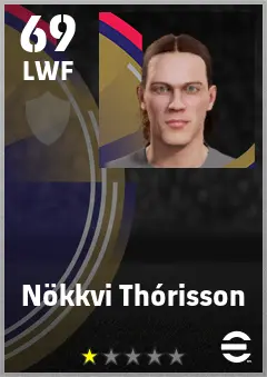 Nokkvi Thorisson eFootball 2026 player card — 69 OVR LWF